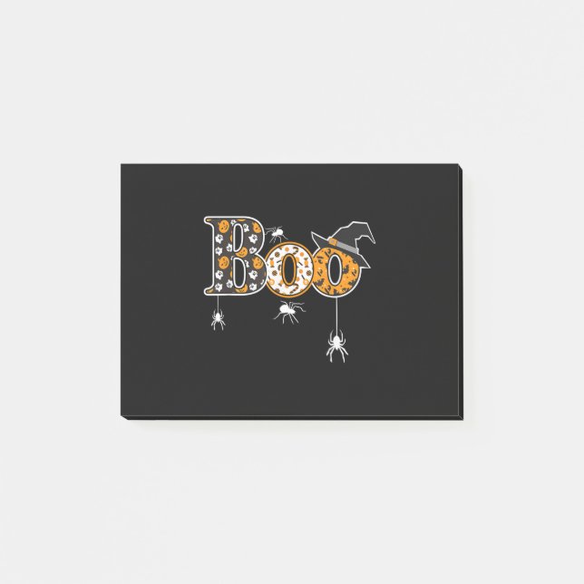 Boo With Spiders And Witch Hat Halloween Post-it Notes (Front)
