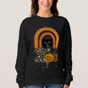 Boo With Spiders And Witch Hat Halloween Rainbow 2 Sweatshirt