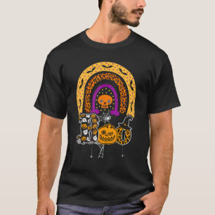 Boo With Spiders And Witch Hat Halloween Rainbow 3 T-Shirt
