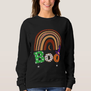 Boo With Spiders And Witch Hat Halloween Rainbow   Sweatshirt