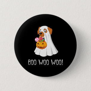 Boo Woo Woo Fun Cute Halloween Ghost Dog Women Tee 6 Cm Round Badge