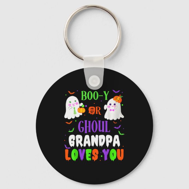 Boo-y Or Ghoul Grandpa Loves You Boo Halloween Bab Key Ring (Front)