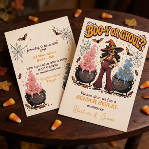Boo-y or Ghoul Halloween Gender Reveal Invitation