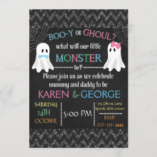 Boo-y or Ghoul Halloween Gender Reveal Invite