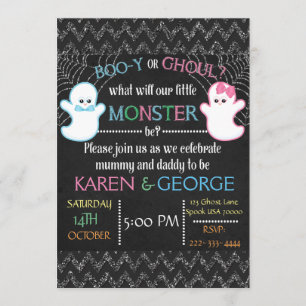 Boo-y or Ghoul Halloween Gender Reveal Invite