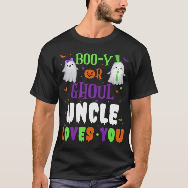 Boo-Y Or Ghoul Uncle Loves You Baby Boo Halloween  T-Shirt (Front)