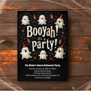 Boo Ya Halloween Cute Ghosts Booyah Costume Party  Invitation