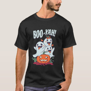 Boo Yah Funny Ghost Jack o Lantern Pumpkin Hallowe T-Shirt