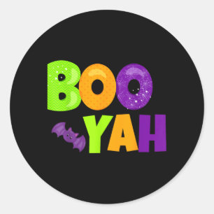 Boo-Yah Funny Halloween Classic Round Sticker