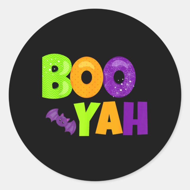 Boo-Yah Funny Halloween Classic Round Sticker (Front)