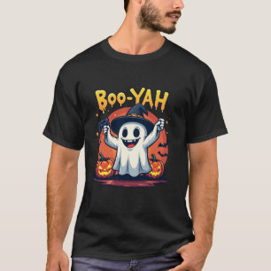 Boo Yah Spooky Gamer Ghost with Controller Hallowe T-Shirt