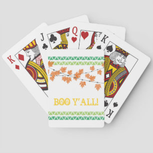 BOO Y'ALL Chalkboard Leaves Family Halloween Fun Playing Cards