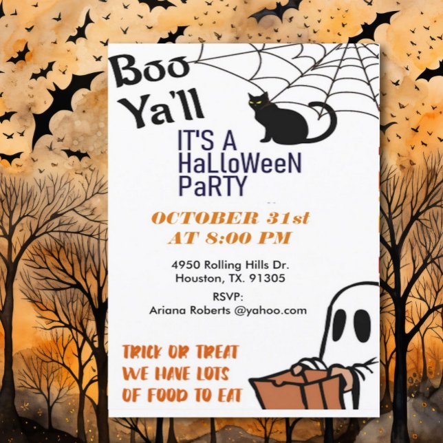 Boo Y'All Cute Kid's Halloween Party Invitation (Creator Uploaded)