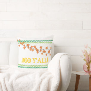 BOO Y'ALL Fall Leaves Family Name Colourful Fun Cushion
