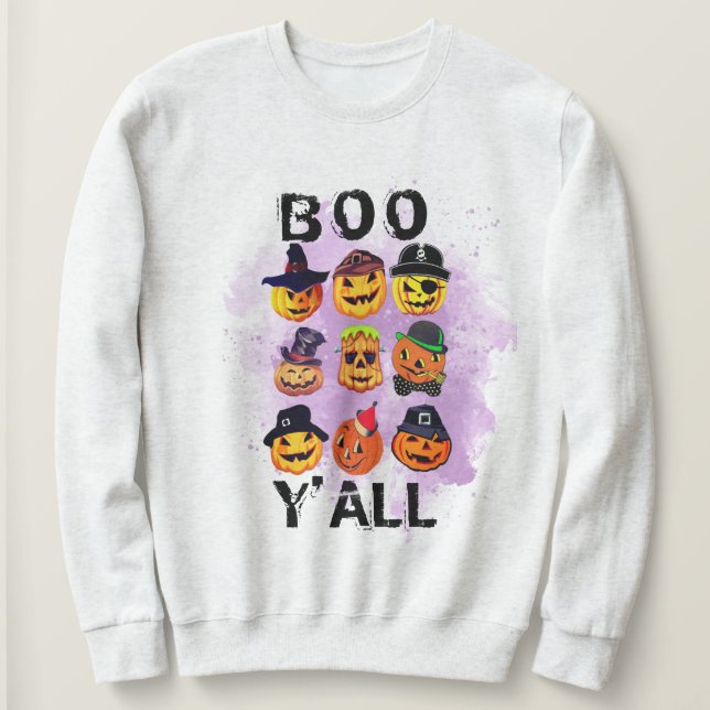 Boo Yall Halloween Hoodie Pumpkin Carving Design (Design Front)