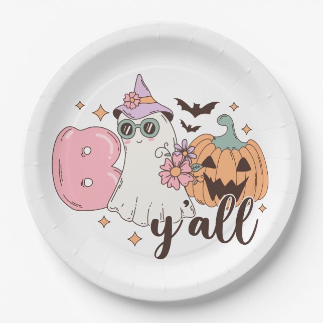 Boo Y'All Halloween Paper Plate (Front)
