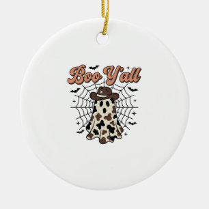 Boo Yall Western Ghost Halloween Design Ceramic Tree Decoration