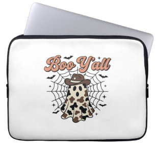 Boo Yall Western Ghost Halloween Design Laptop Sleeve