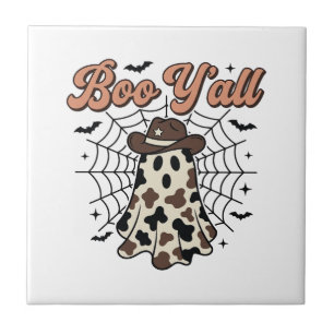 Boo Yall Western Ghost Halloween Design Tile