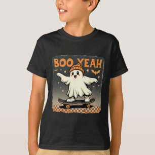 Boo Yeah Halloween Funny Spooky Ghost Skateboard T-Shirt