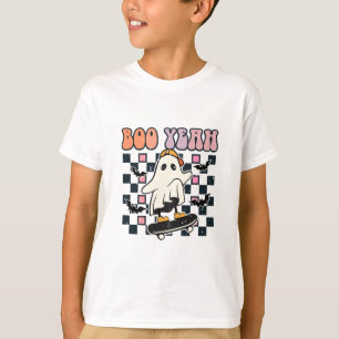 Boo Yeah - Retro Cute Ghost Skateboard  T-Shirt