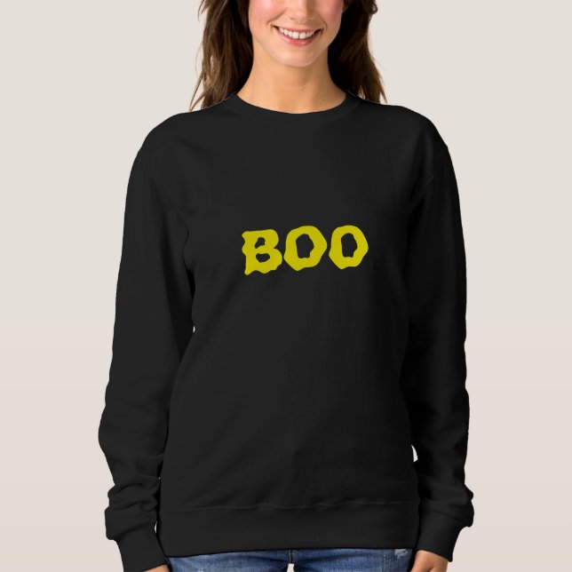 Boo yellow and black spooky Halloween Sweatshirt (Front)