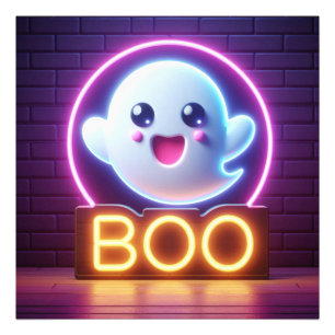 BOO Yellow Halloween Ghost Photo Print