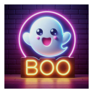 BOO Yellow Halloween Ghost  Poster