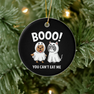 Boo You Can't Eat Me Dogs And Cats Funny Halloween Ceramic Tree Decoration