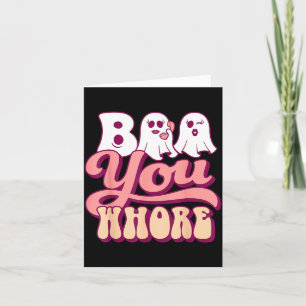 Boo You Funny Groovy Halloween Ghost on Pink Phone Card