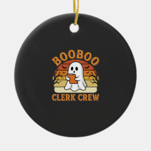 Booboo Clerk Crew Halloween Ghost Design_1 Ceramic Tree Decoration