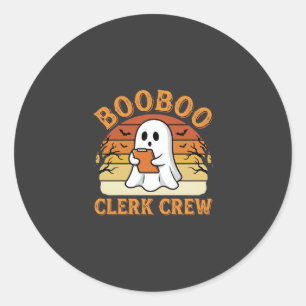 Booboo Clerk Crew Halloween Ghost Design_1 Classic Round Sticker