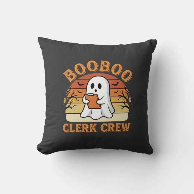 Booboo Clerk Crew Halloween Ghost Design_1 Cushion (Front)