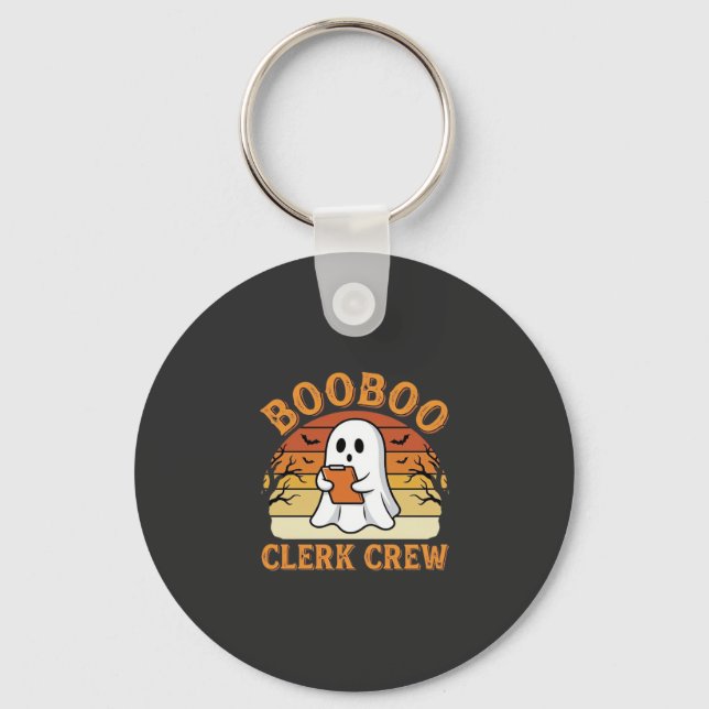 Booboo Clerk Crew Halloween Ghost Design_1 Key Ring (Front)