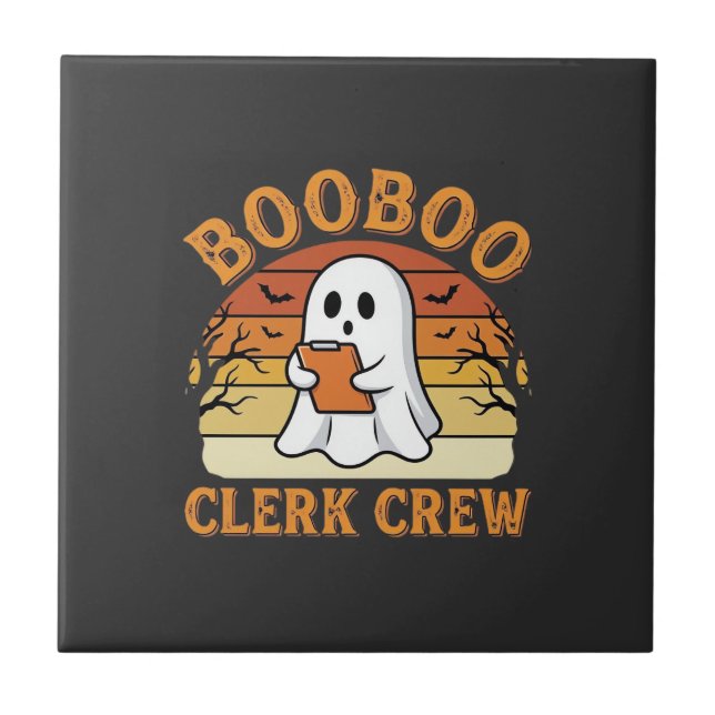 Booboo Clerk Crew Halloween Ghost Design_1 Tile (Front)
