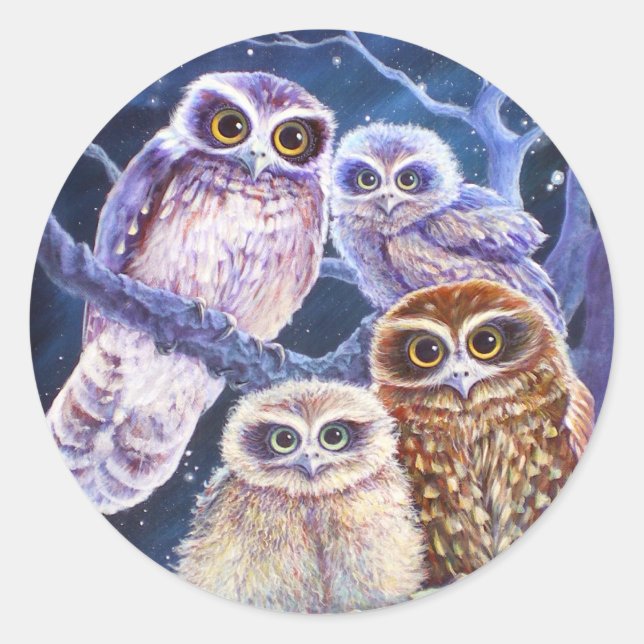 Boobook Owl Family Classic Round Sticker (Front)