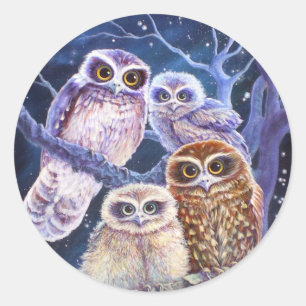 Boobook Owl Family Classic Round Sticker