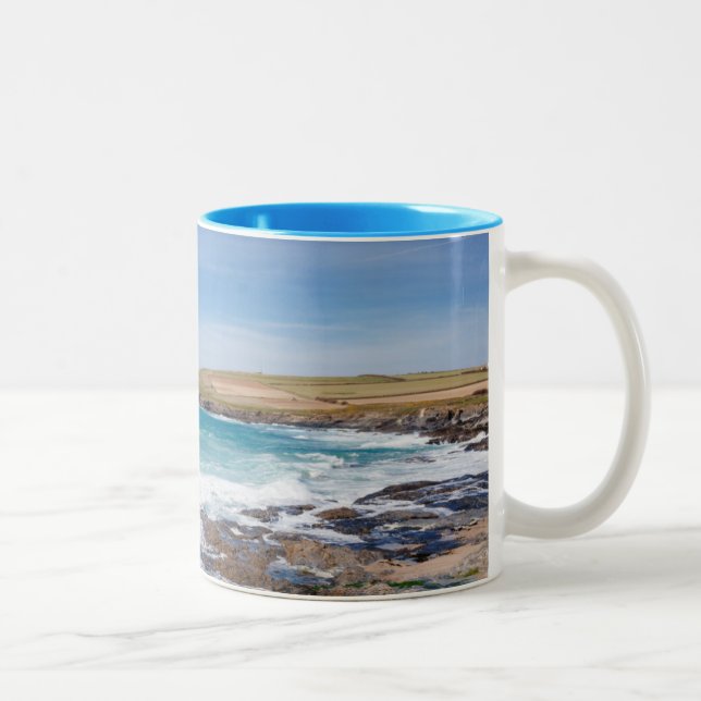 Boobys Bay Beach |England Two-Tone Coffee Mug (Right)
