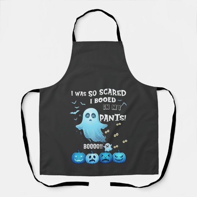 Booed Pants Halloween Ghost Blue Pumpkins Apron (Front)