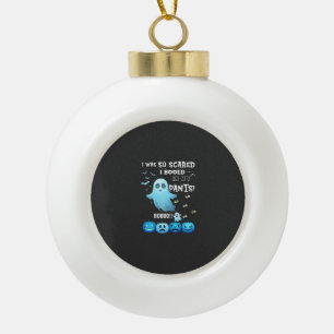 Booed Pants Halloween Ghost Blue Pumpkins Ceramic Ball Christmas Ornament
