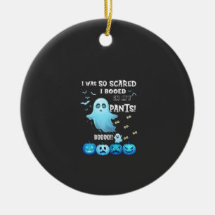 Booed Pants Halloween Ghost Blue Pumpkins Ceramic Tree Decoration
