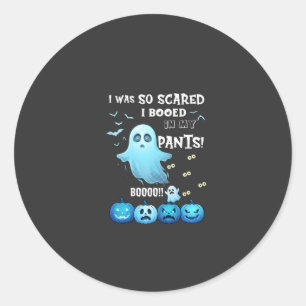 Booed Pants Halloween Ghost Blue Pumpkins Classic Round Sticker
