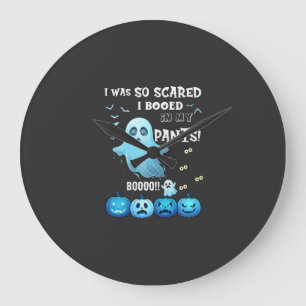 Booed Pants Halloween Ghost Blue Pumpkins Large Clock