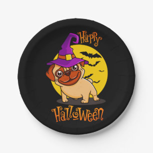 BooF -Bruno the Witchy French Bulldog Paper Plate