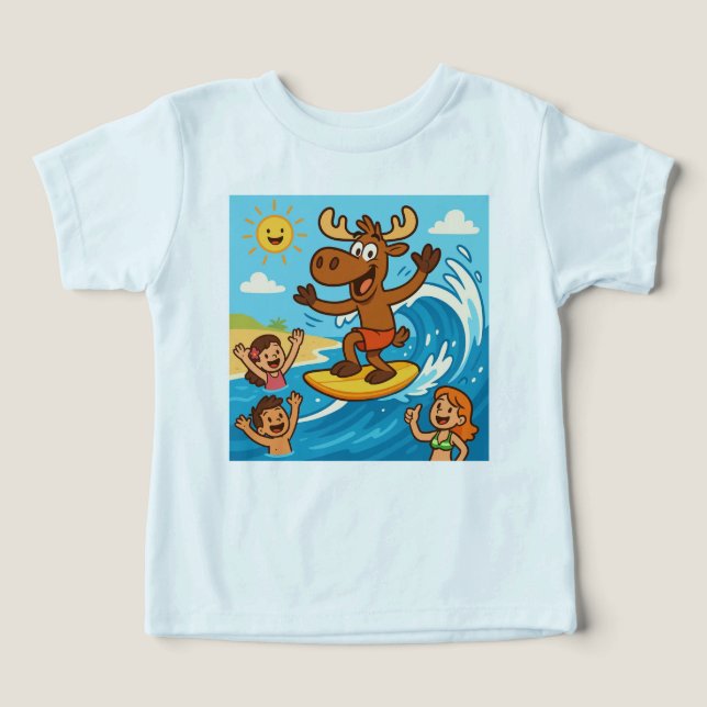 Boogie Board Moose–Action-Packed Beach Tee for Kid (Design Front)