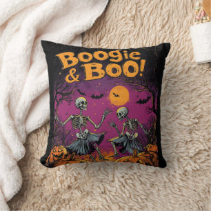 Boogie & Boo! - Halloween Skeletons and Pumpkins Cushion