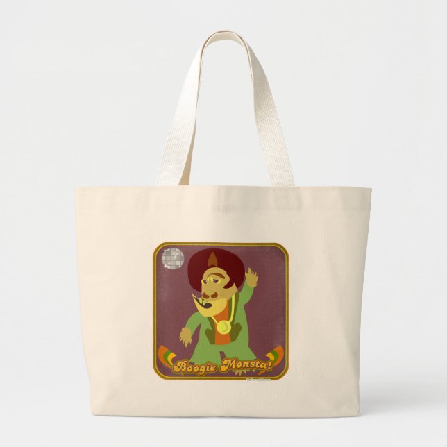Boogie Monster Cartoon Creature Fun Cute Design Large Tote Bag (Front)