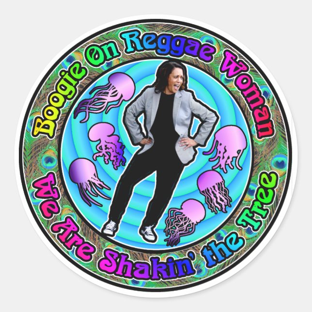 Boogie on Kamala Shaking the Tree Classic Round Sticker (Front)
