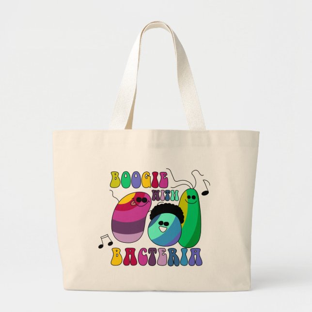 Boogie with Bacteria Large Tote Bag (Front)