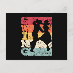 Boogie Woogie Swing Dancing Retro Colors Vintage Postcard